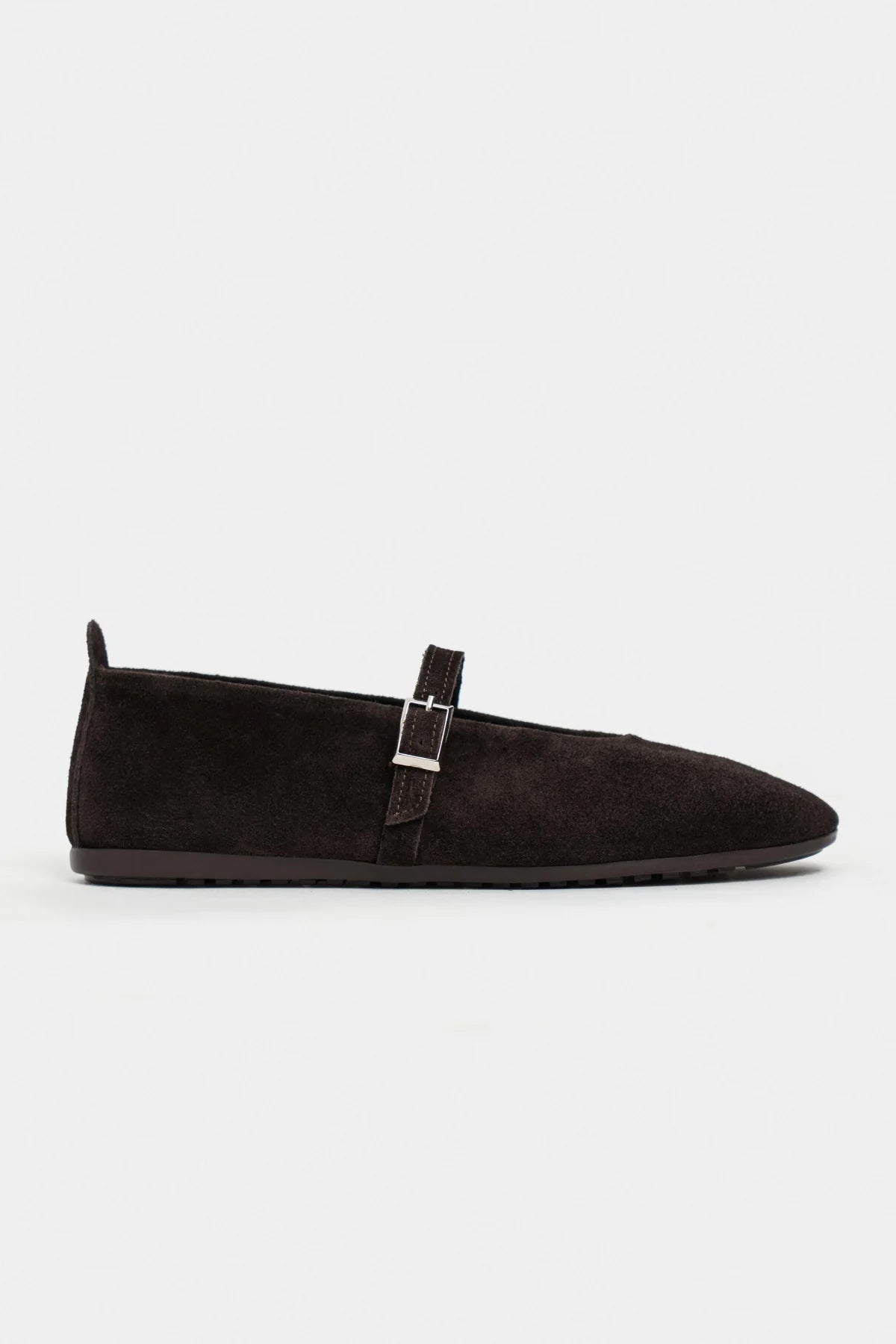 MERA Coffee Suede Buckle Detail Genuine Leather Flat Women’s Ballet Flats