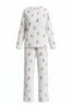 White Floral Soft Touch Ribbed Knit Pajama Set
