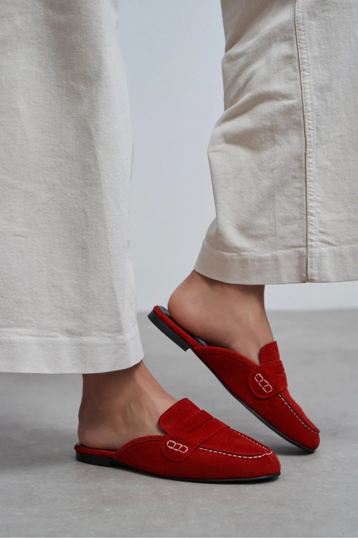 HARVEY Red Genuine Leather Suede Flat Women’s Loafer Slippers | FOOTWEAR | Slipper | Lebbse HARVEY Red Genuine Leather Suede Flat Women’s Loafer Slippers | FOOTWEAR | Slipper | Lebbse