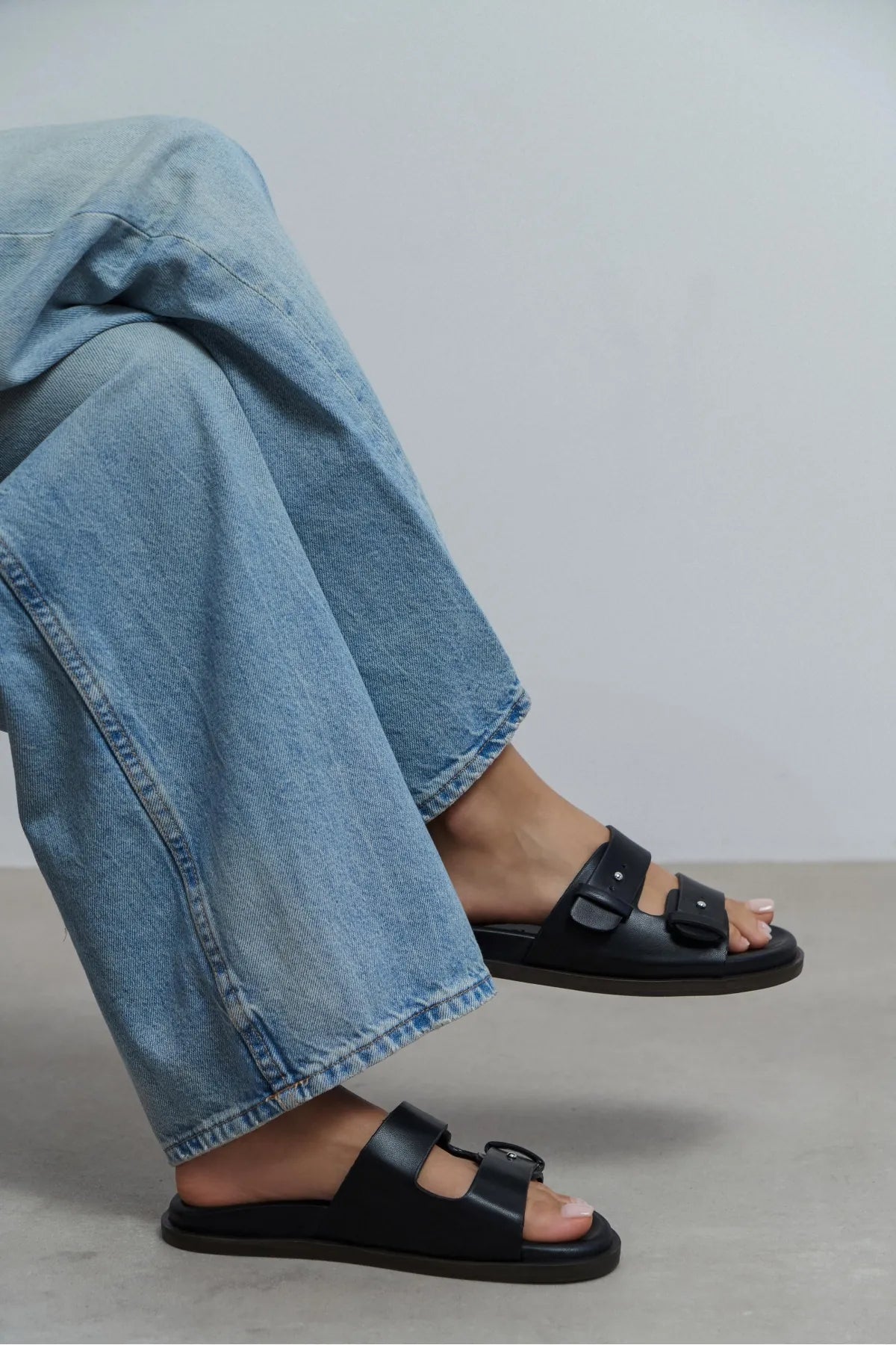 CUTE Black Rustic Double Strap Flat Sole Women’s Slippers | FOOTWEAR | Slipper | Lebbse CUTE Black Rustic Double Strap Flat Sole Women’s Slippers | FOOTWEAR | Slipper | Lebbse
