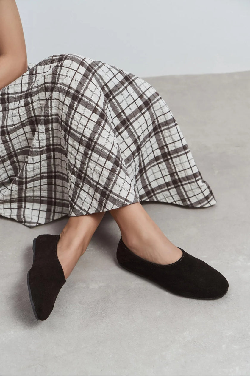 BINNEY Bitter Coffee Suede Leather Women’s Ballerina Flats