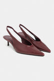 MELVIN Burgundy Patterned Matte Women’s Heeled Shoes with Elastic Ankle Detail