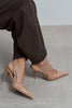MEHRU Dark Beige Patent Buckle Detail Pointed Toe Women’s Heels