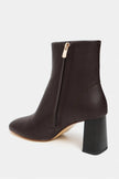 OPLO Coffee Matte Zippered Thick Heel Women's Boots