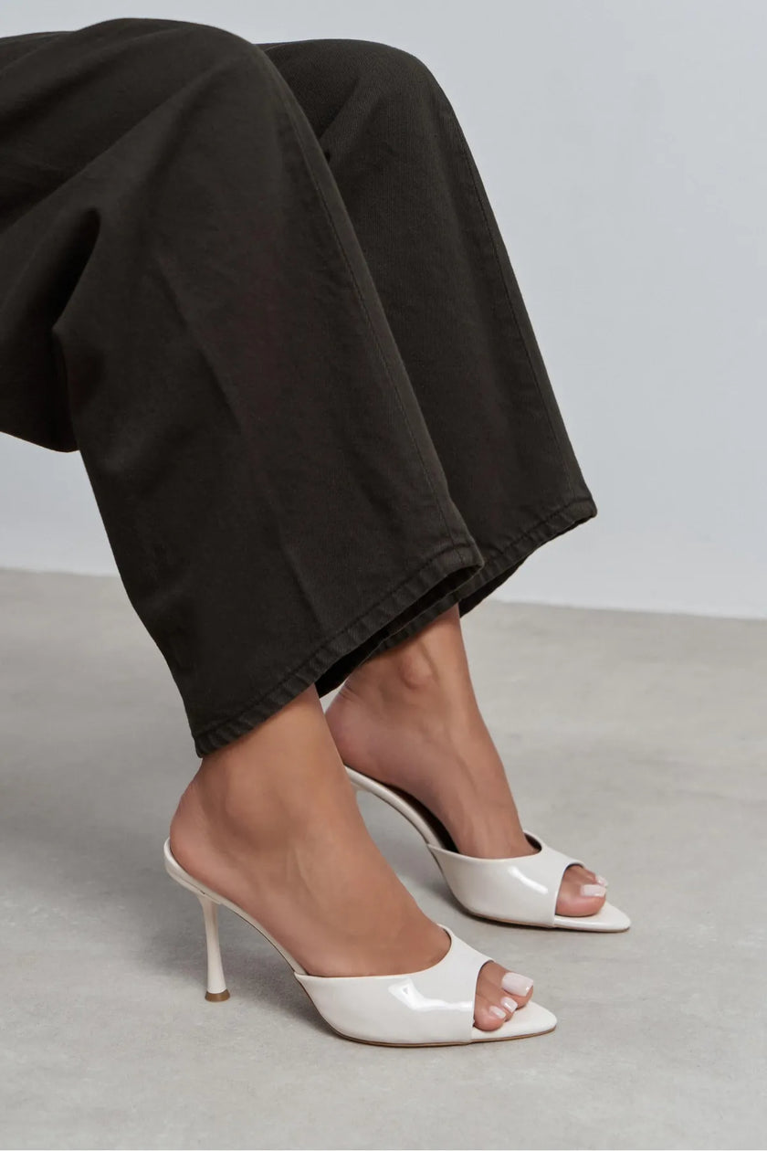 RENATA BEIGE PATENT POINTED-TOE WOMEN’S HIGH HEEL Slippers