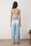 Light Blue Plain Lace Satin Weave Pajama Set