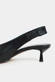 LUNIX Black Matte Pointed Toe Slingback Women’s Thin Heel Shoes