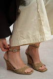 LUBY Rome Beige Suede Genuine Leather Ankle Tie Women’s Stiletto Heels