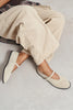 Nora Beige Suede Genuine Leather Buckle Detail Flat Women's Ballet Flats
