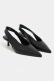 LUNIX Black Matte Pointed Toe Slingback Women’s Thin Heel Shoes