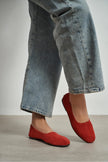 ROSEL Red Suede Genuine Leather Women’s Ballet Flats