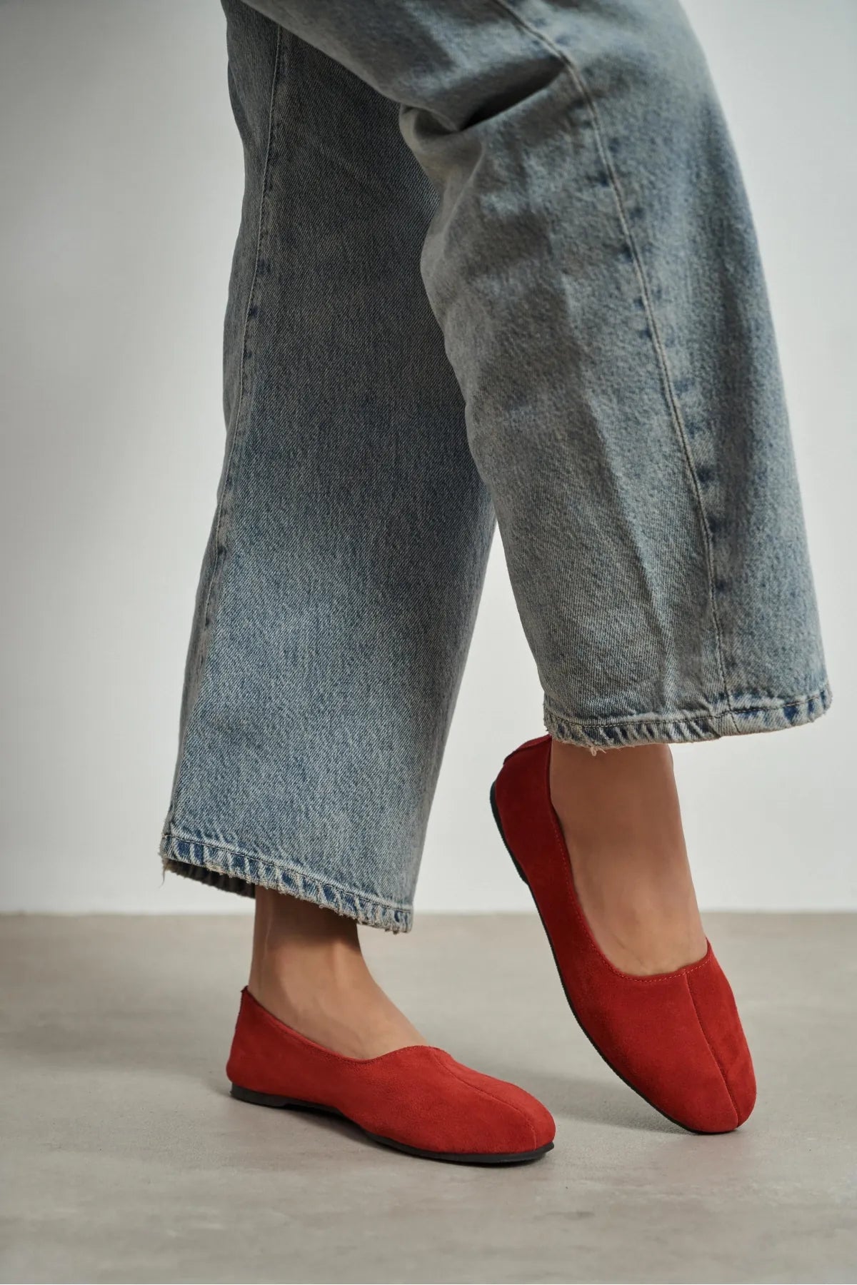 ROSEL Red Suede Genuine Leather Women’s Ballet Flats