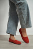 ROSEL Red Suede Genuine Leather Women’s Ballet Flats