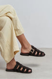 SIENTO BITTER BROWN SUEDE LEATHER WOMEN’S FLAT SLIPPERS