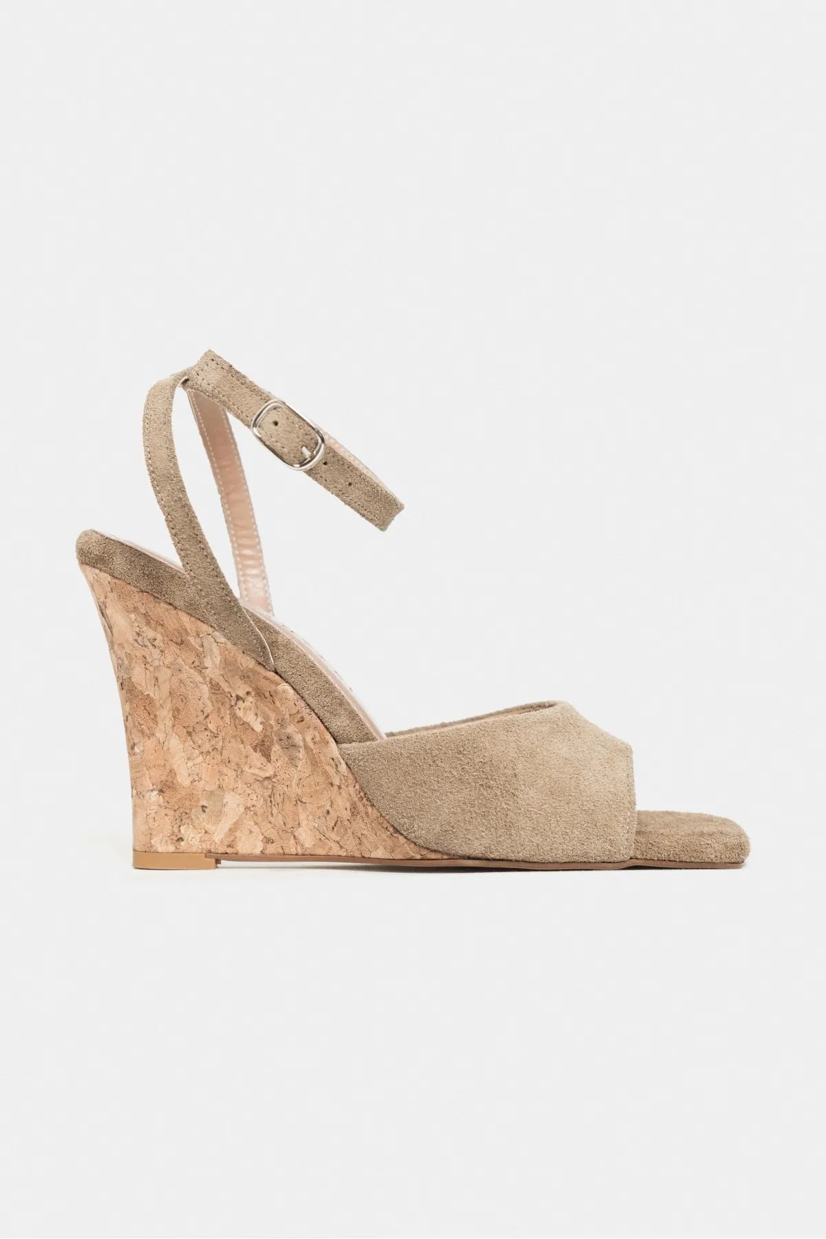 LUBY Rome Beige Suede Genuine Leather Ankle Tie Women’s Stiletto Heels