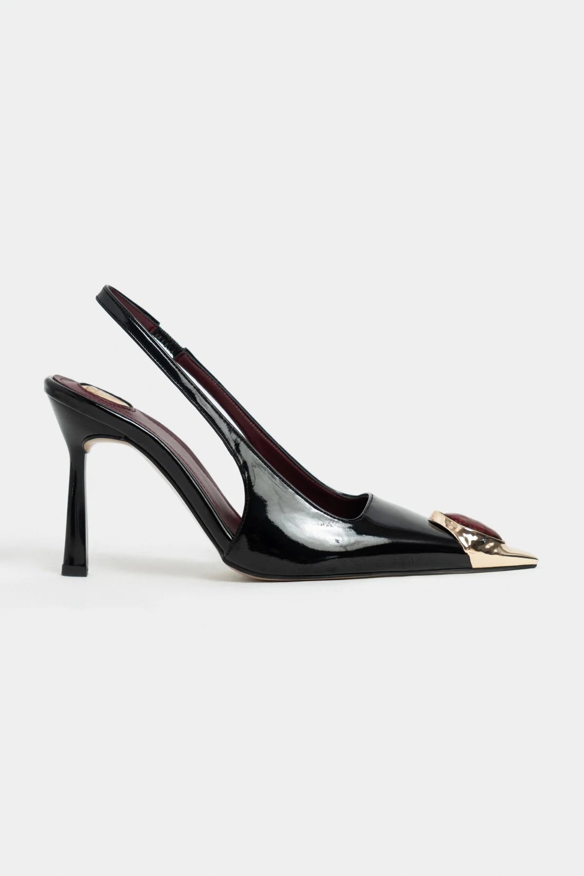 VIPER Black Patent Leather Gold Frame Stone Accessory Pointed Toe Women’s Heel Shoes | FOOTWEAR | Heels | Lebbse VIPER Black Patent Leather Gold Frame Stone Accessory Pointed Toe Women’s Heel Shoes | FOOTWEAR | Heels | Lebbse
