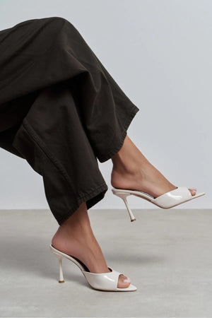 RENATA BEIGE PATENT POINTED-TOE WOMEN’S HIGH HEEL Slippers