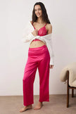 Cherry Plain Lace Satin Weave Pajama Set