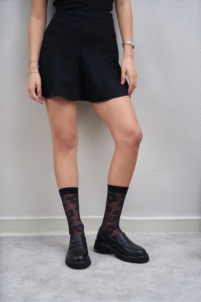 QUEENA BLACK THICK SOLE DETAIL WOMEN'S SHOES