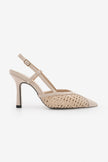 BALESI Beige Handwoven Pointed Toe Stiletto Heels