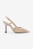 BALESI Beige Handwoven Pointed Toe Stiletto Heels