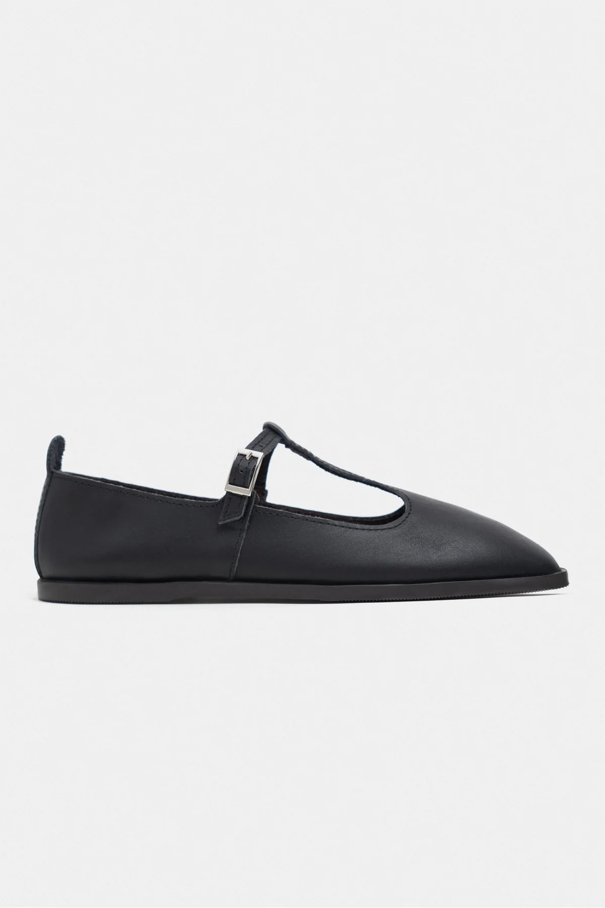 Mabel Black Matte Buckle Detail Flat Women's Ballet Flats
