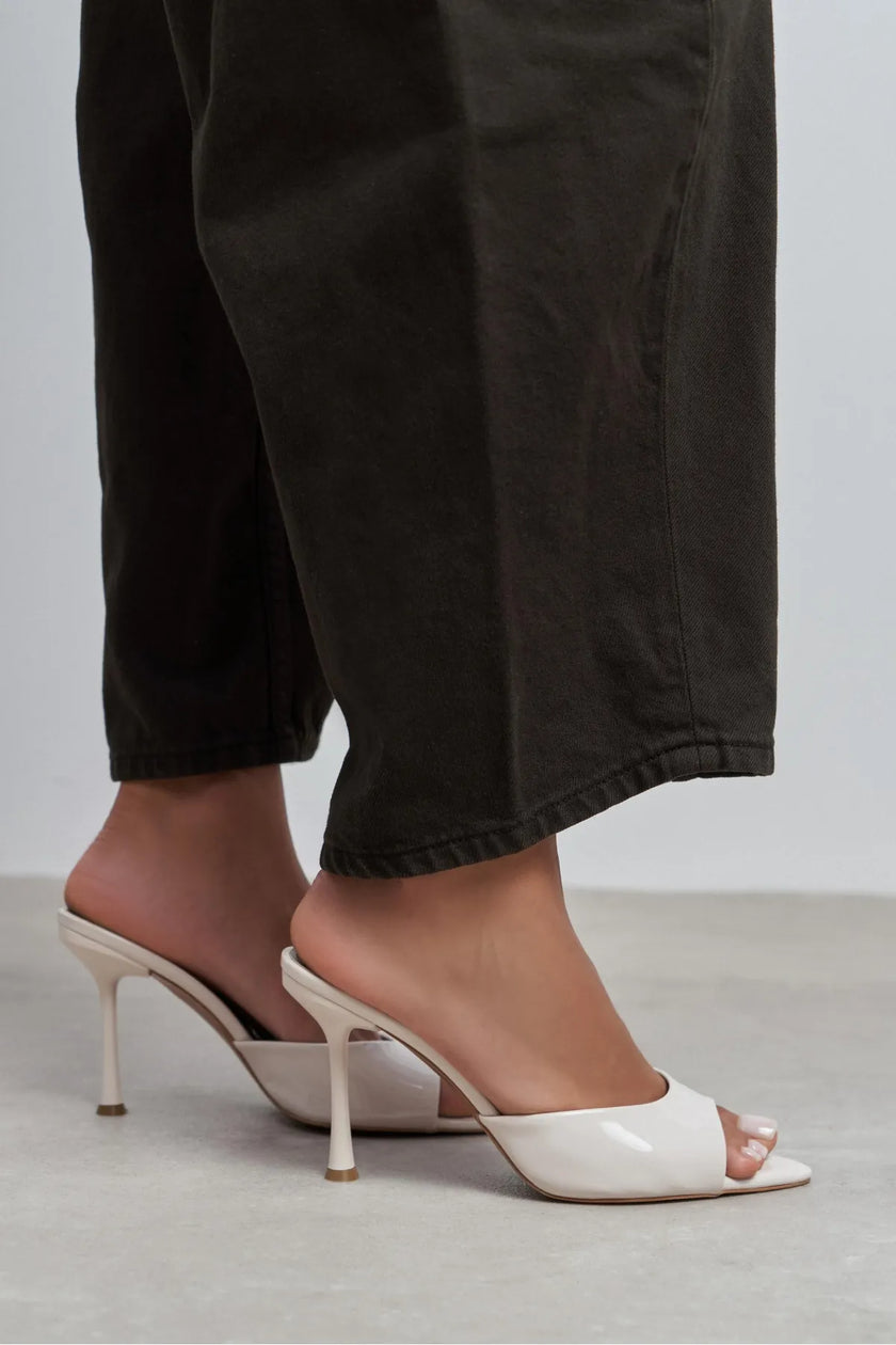 RENATA BEIGE PATENT POINTED-TOE WOMEN’S HIGH HEEL Slippers