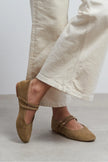 JAMES Rome Beige Suede Leather Flat Women's Ballet Flats