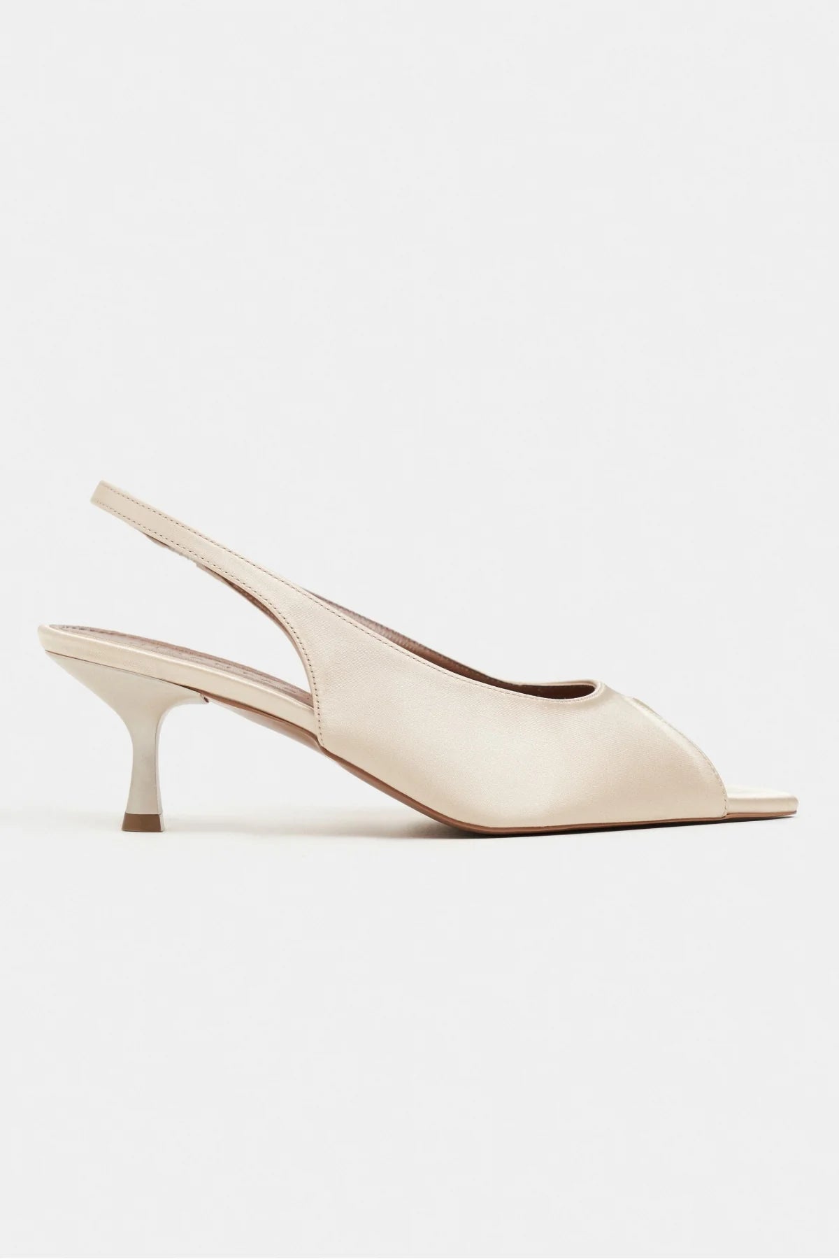 SALVA Butter Yellow Satin Pointed Toe Open Front Women’s Heels