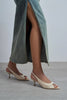 SALVA Butter Yellow Satin Pointed Toe Open Front Women’s Heels