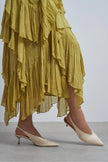 WILSON Butter Yellow Satin Neoprene Slingback Women’s Heels