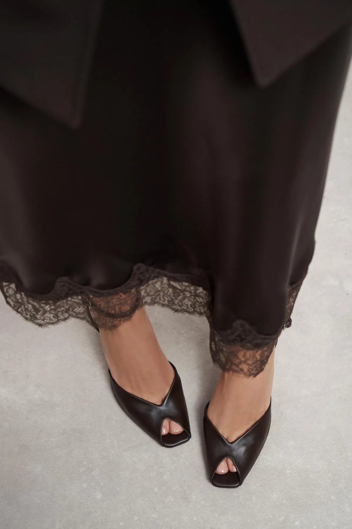 VELORA Coffee Matte Square Toe Open Front Ankle Strap Women’s Heeled Shoes