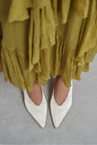 WILSON Butter Yellow Satin Neoprene Slingback Women’s Heels