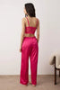 Cherry Plain Lace Satin Weave Pajama Set