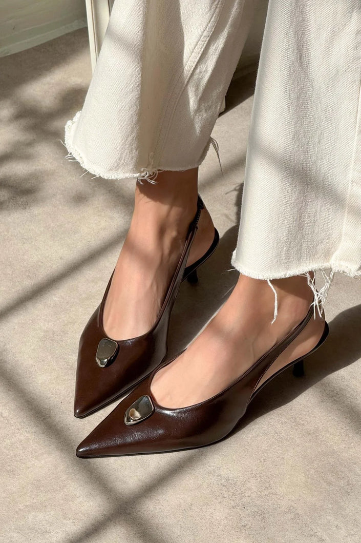 Cartella Coffee Patterned Matte Accessory Detailed Women's High Heel Shoes