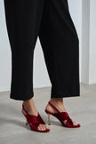 ZOYA Burgundy Velvet Cross Strap Women’s Thin Heel Sandals