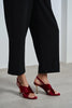 ZOYA Burgundy Velvet Cross Strap Women’s Thin Heel Sandals