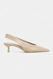 LUNIX Dark Beige Matte Pointed Toe Slingback Women’s Thin Heel Shoes