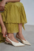 WILSON Butter Yellow Satin Neoprene Slingback Women’s Heels