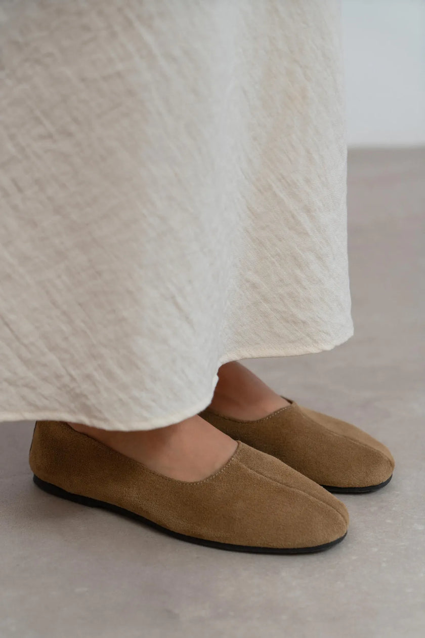 ROSEL Rome Beige Genuine Leather Women’s Ballet Flats