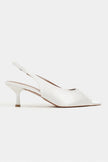 SALVA Pearl Satin Pointed Toe Open Front Women’s Heels