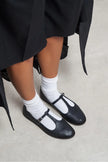 Mabel Black Matte Buckle Detail Flat Women's Ballet Flats