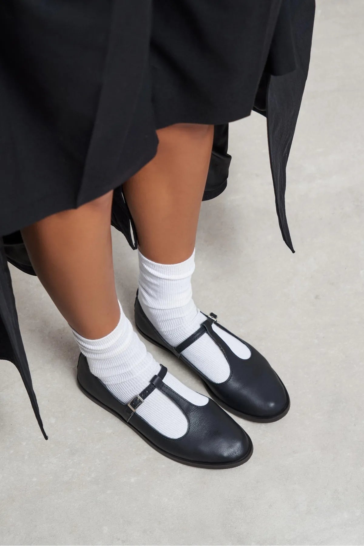 Mabel Black Matte Buckle Detail Flat Women's Ballet Flats