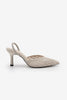 ARFES Off-White Handwoven Elastic Strap Pointed Toe Women’s Stiletto Heels