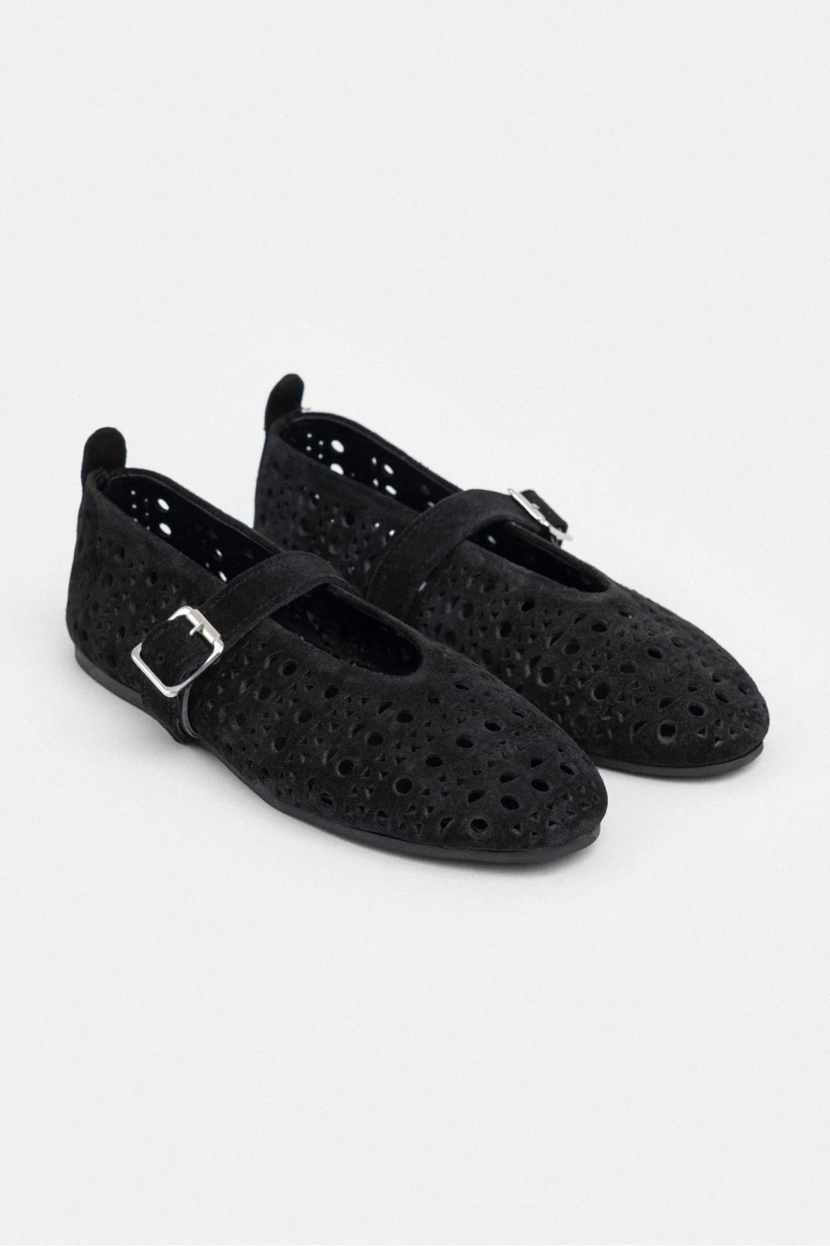 PATTER BLACK SUEDE STUDDED GENUINE LEATHER BUCKLE DETAIL FLAT SOLE WOMEN'S BALLERINA | Flats | FOOTWEAR | Loafers PATTER BLACK SUEDE STUDDED GENUINE LEATHER BUCKLE DETAIL FLAT SOLE WOMEN'S BALLERINA | Flats | FOOTWEAR | Loafers