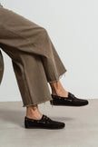 DOBY Coffee Suede Genuine Leather Lace-Up Women’s Loafer Shoes