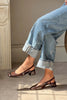 Andrina Beige Patent Leather Belt Detail Ankle-Tied Women's High Heel Shoes