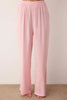 Pink Plain Ribbon Shally Woven Pajama Set