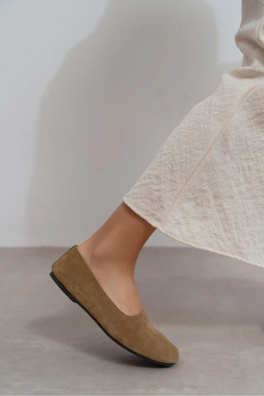 ROSEL Rome Beige Genuine Leather Women’s Ballet Flats