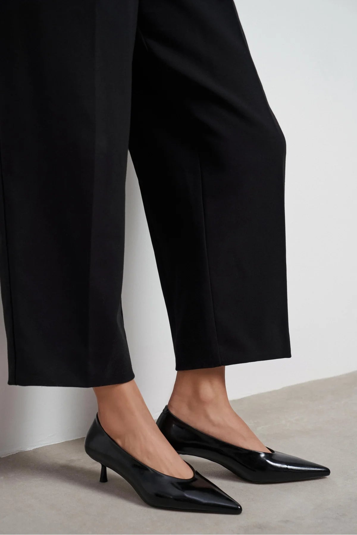 TINKY Black Rustic Pointed Toe Women’s Low Heel Shoes